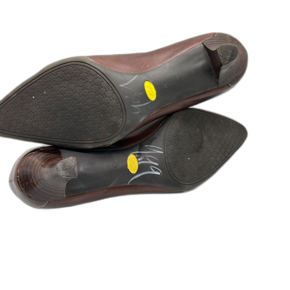 Joan & David Presley Brown Leather Patent Leather Horse-Bit Heeled Loafer 9M - Picture 12 of 15